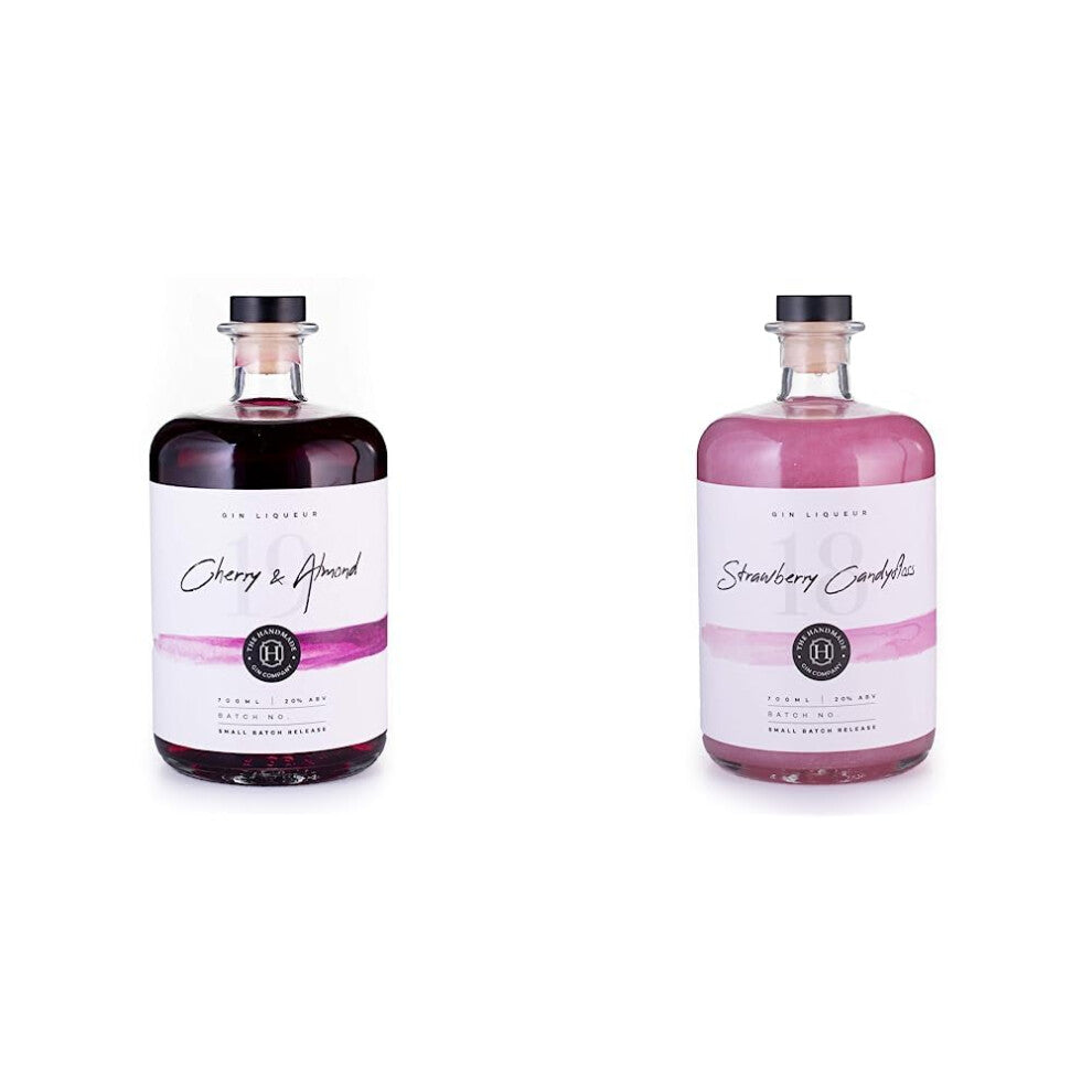 Original Bakewell Cherry & Almond Handmade Gin Liqueur 70cl - Premium Craft Gin - 20% ABV & Shimmering Strawberry Candy Floss Handmade Gin Liqueur 70c