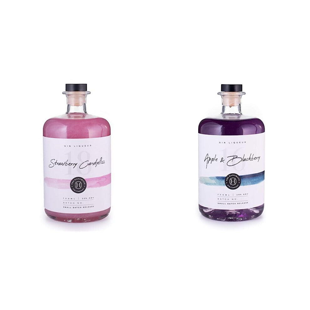 Shimmering Strawberry Candy Floss Handmade Gin Liqueur 70cl - Premium Craft Pink Gin - 20% ABV & Apple & Blackberry Handmade Gin Liqueur 70cl - Premiu