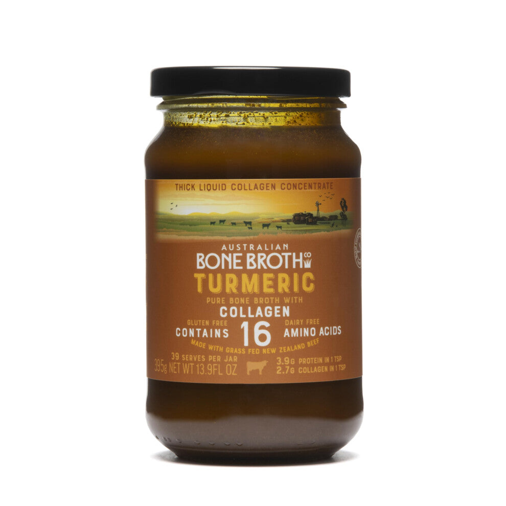 ABBCo Turmeric Beef Bone Broth Concentrate with Ginger, Black Pepper ? Healthy Digestive Beverage Boosting Bone and Joint Health - Halal Collagen Prot