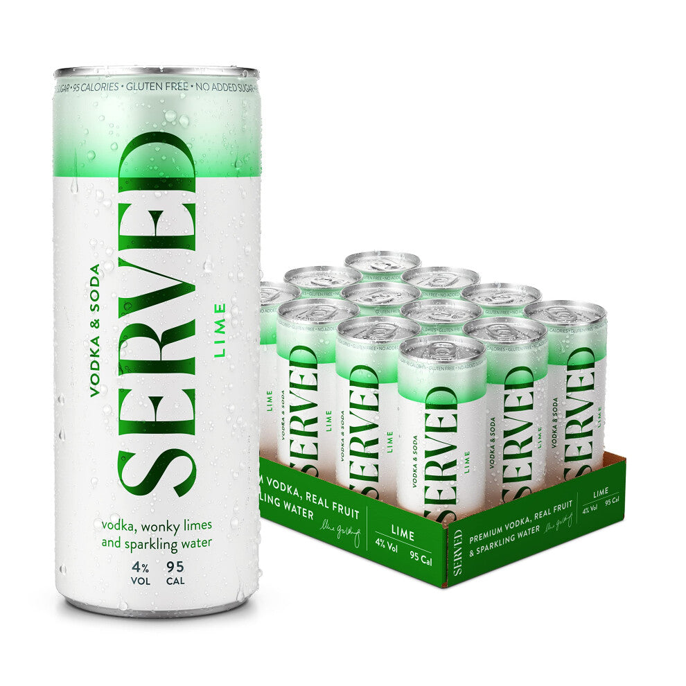 SERVED ? Premium Vodka, Lime & Soda. 4% ABV, 95 Calories, Infused with Wonky Fruit, Vegan (12 x 250ml Cans)