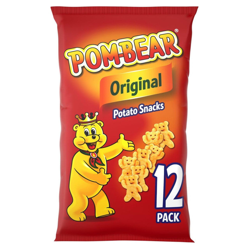 POM-Bear - Original Flavour Potato Snacks 12 x 13g Bag - 65 Calories Per 13g Bag - Gluten Free, No Artificial Colours or Flavours, Suitable for Vegeta
