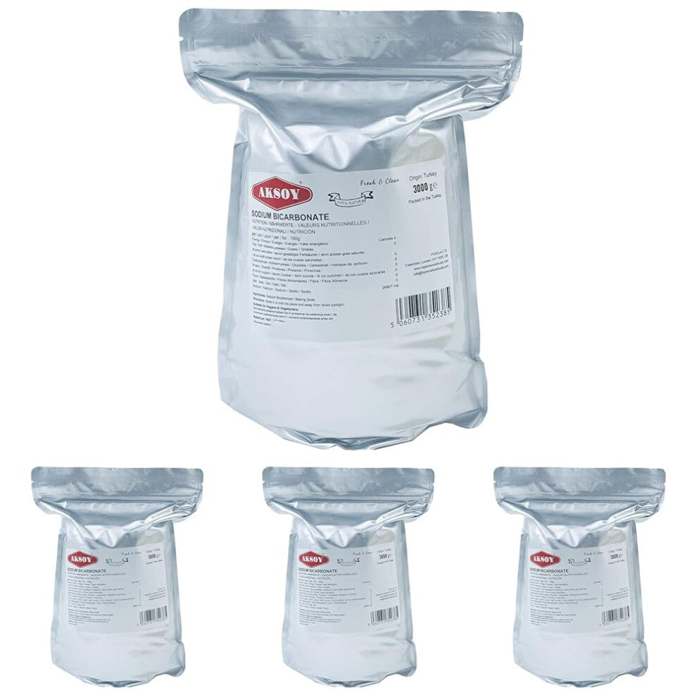 Aksoy Baking Soda 3KG || Pure Sodium Bicarbonate Powder, Highest Purity, Food Grade, Pure Baking Soda For Cooking, Baking, Cleaning, & More! (Pack of