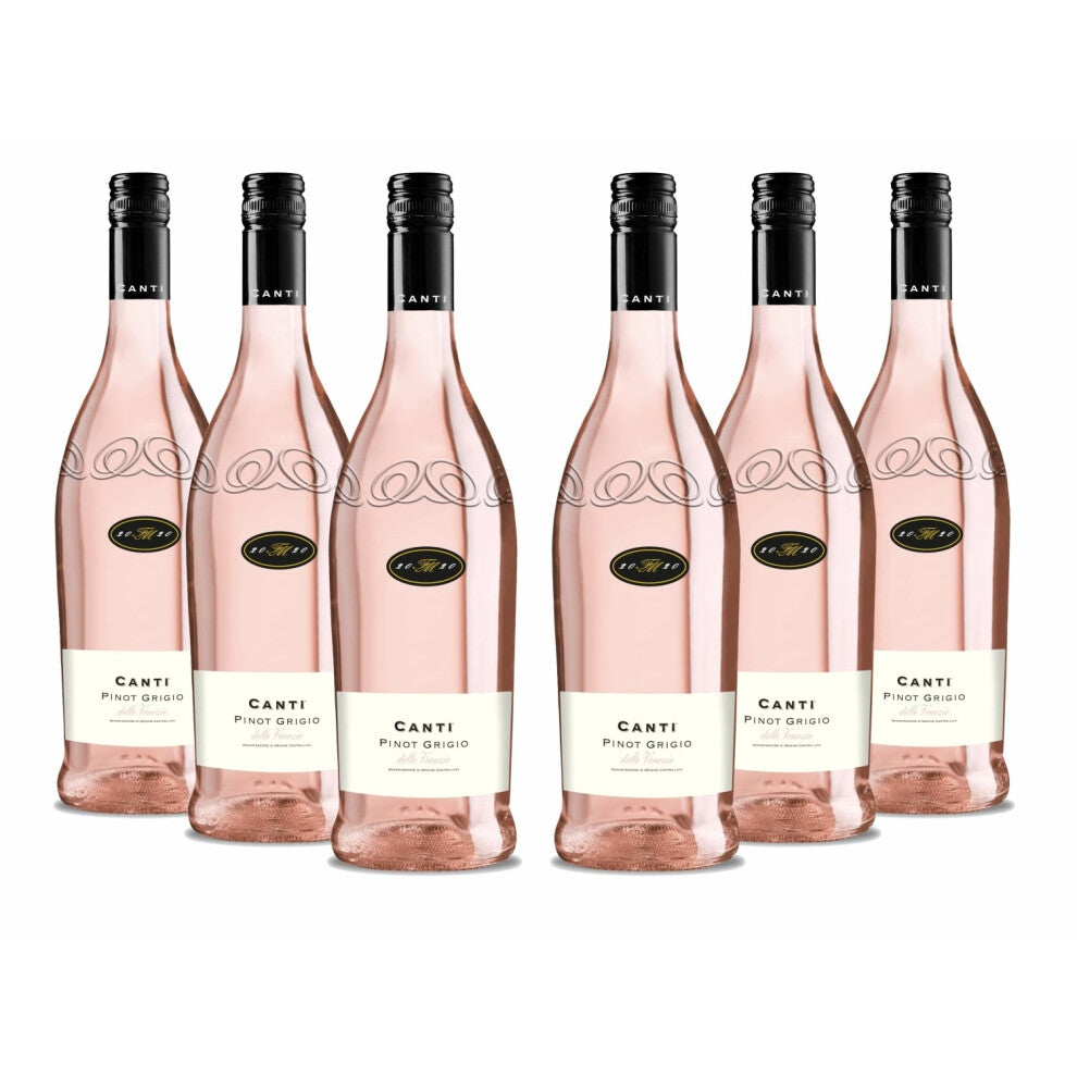 Canti - Pinot Grigio delle Venezie D.O.C., Italian Ros? Dry Wine 12%, Fresh Peachy Flavor With Vibrant Berries and Stone Fruit Taste, 6x750 ml