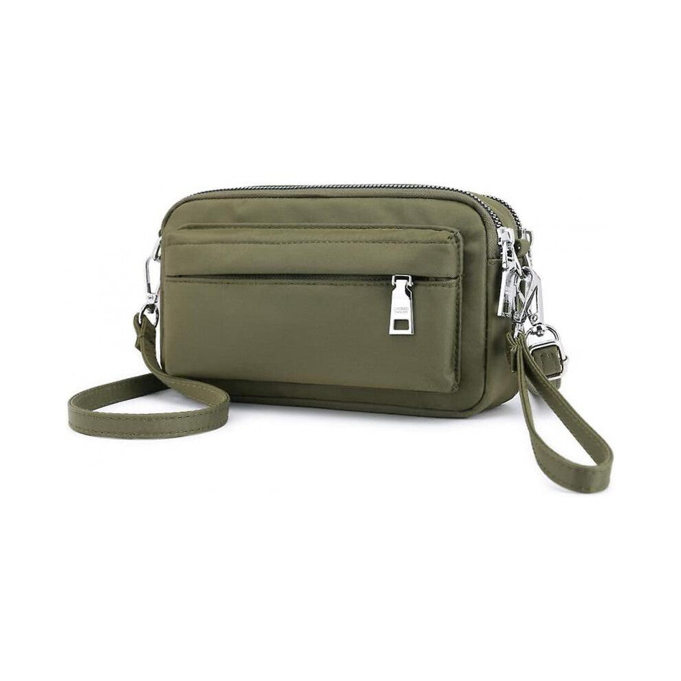 Ladies Small Messenger Bag Waterproof Nylon Mini Phone Wallet Wrist Bag Clutch Ladies Girls green