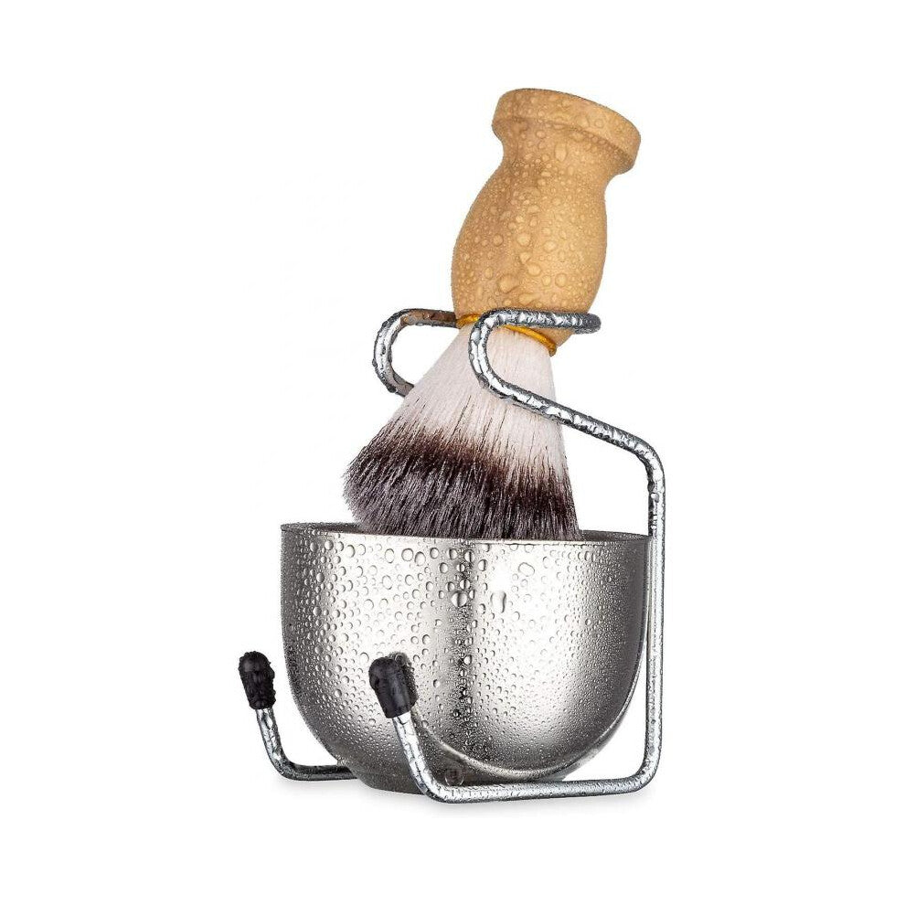 Shaving Brush Set Nylon Shaving Brush Wooden Handle and Stainless Steel Shaving Brush Holder with