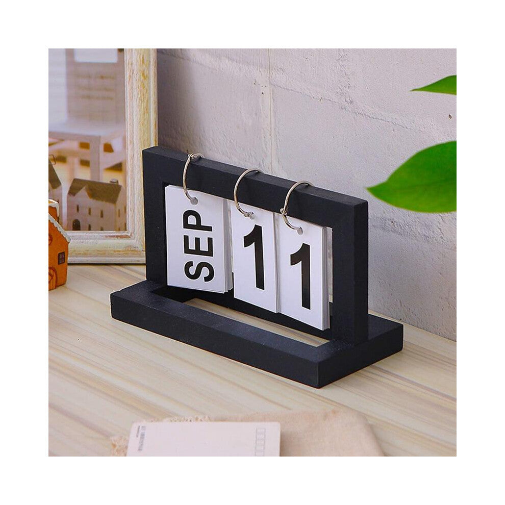 Wooden Perpetual Desk Calendar Desk Office Decor Creative Reusable