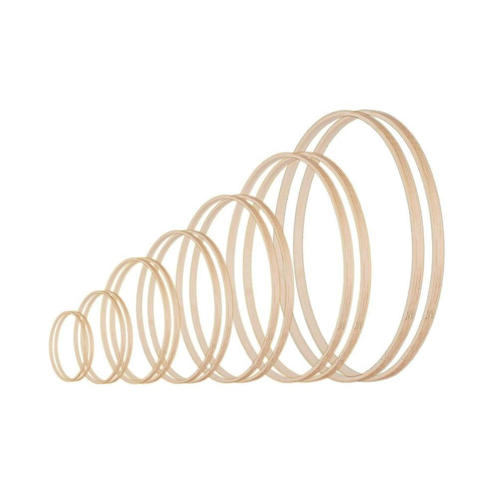 14 Pieces 7 Size Wooden Rings for Crafts Bamboo Wooden Rings Hoops Set