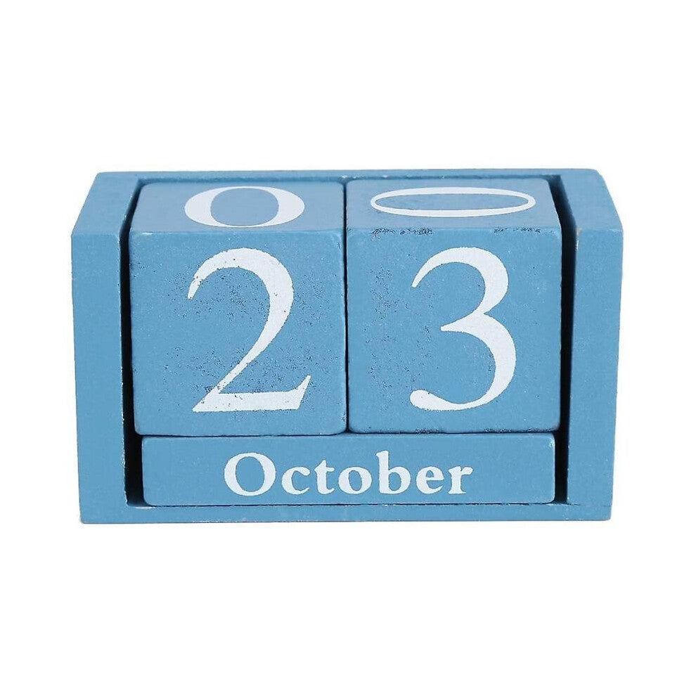 Wooden Desk Calendar, Vintage Perpetual Desk Calendar, Wooden Block Month Date Display for Home Offi