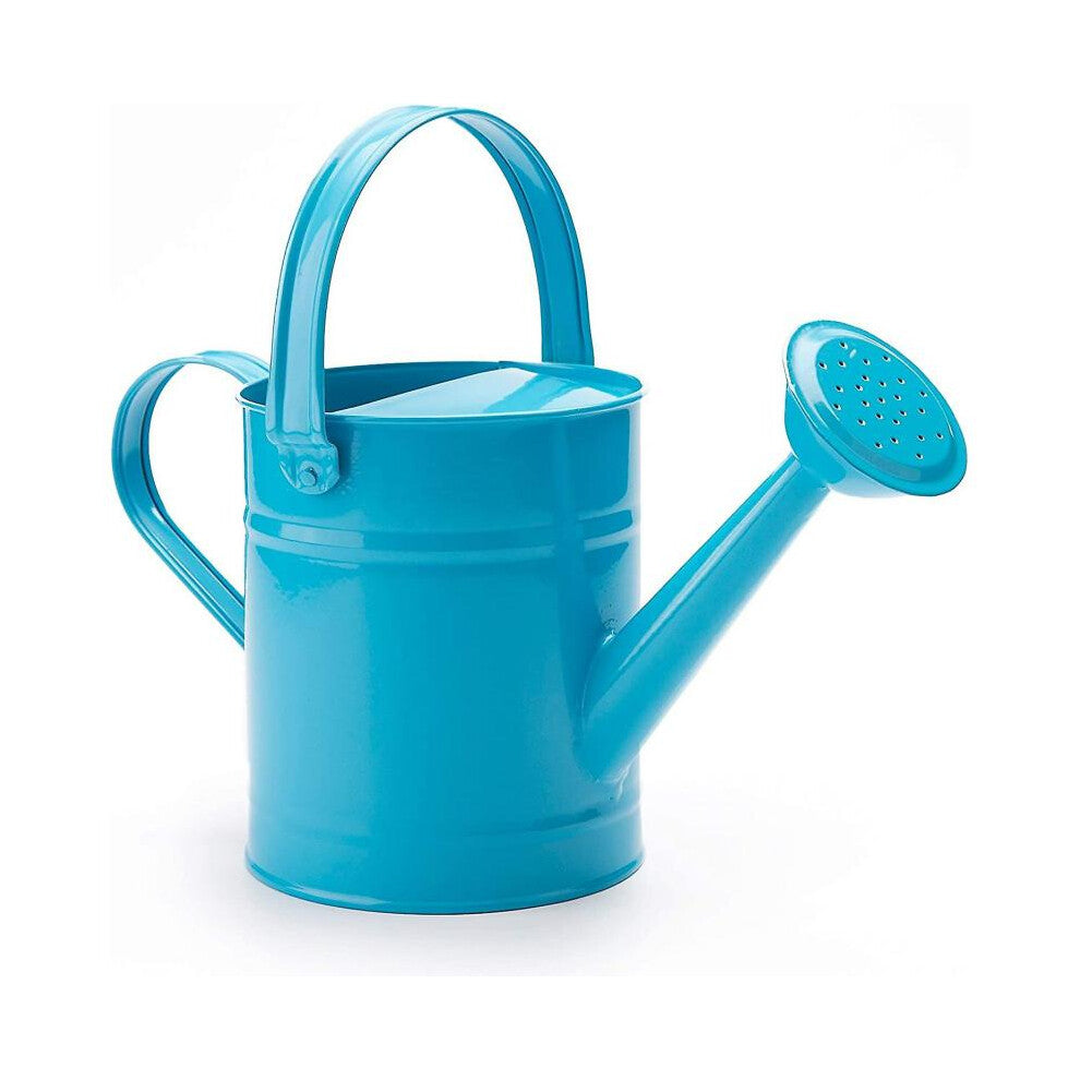 1.5l (or 51oz) Blue Metal Watering Can - Kids Children Garden Outdoor Watering Bucket - Small Portable Indoor Watering Equipment with Anti-rust Powder