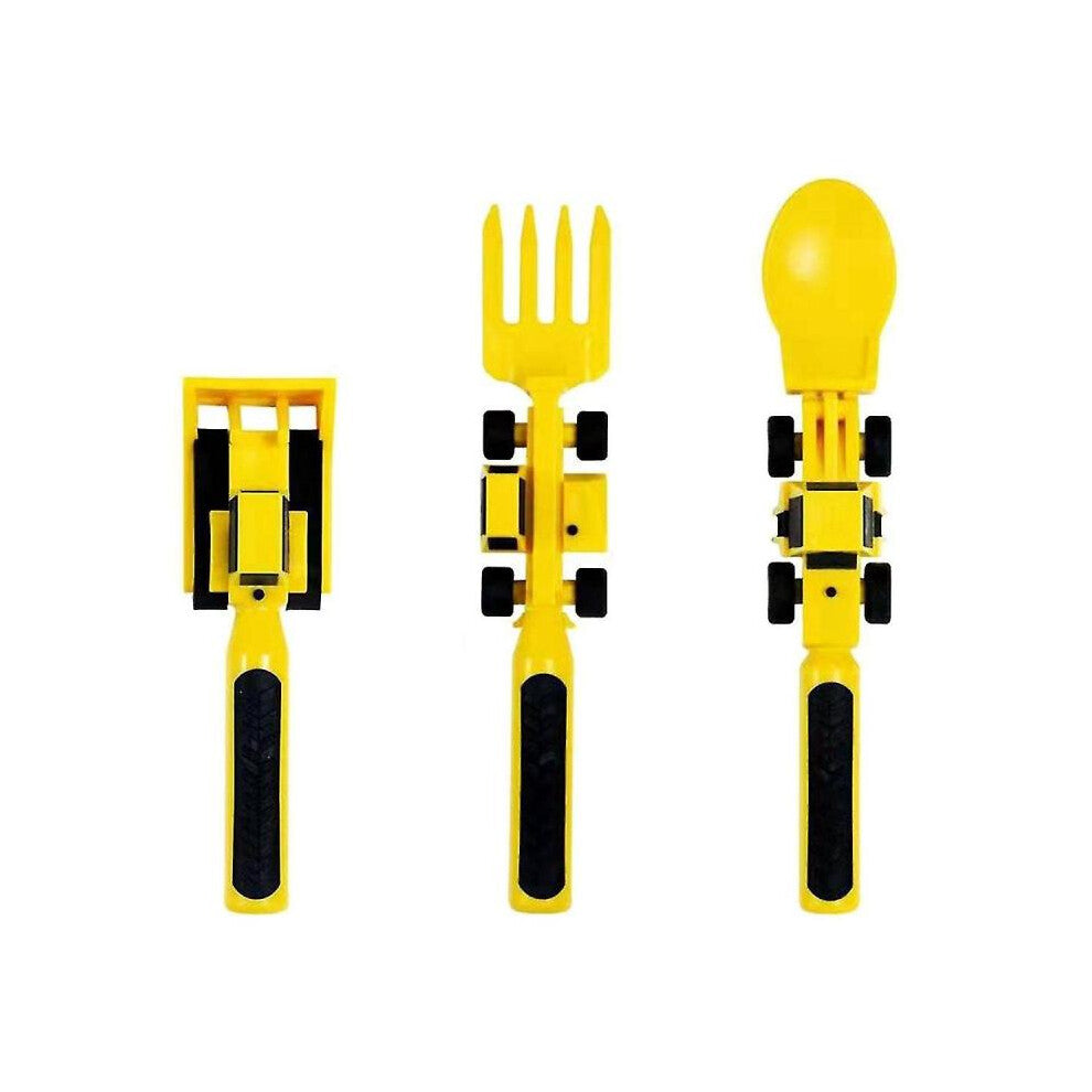 2024 Children'S Tableware Three Sets Cutlery Set Dinneractive Car Bulldozer Fork Spade
