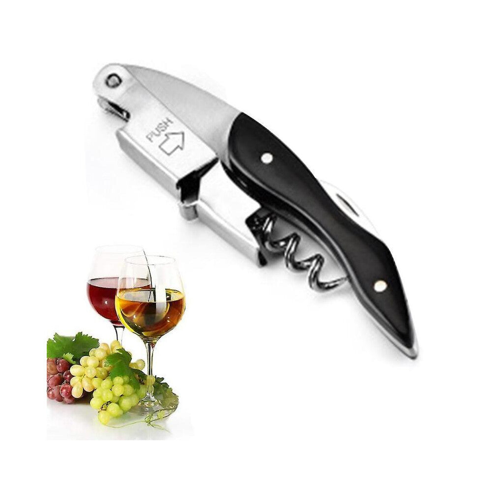Professional Waiters Corkscrew Wine Key with Ergonomic Rubber Grip