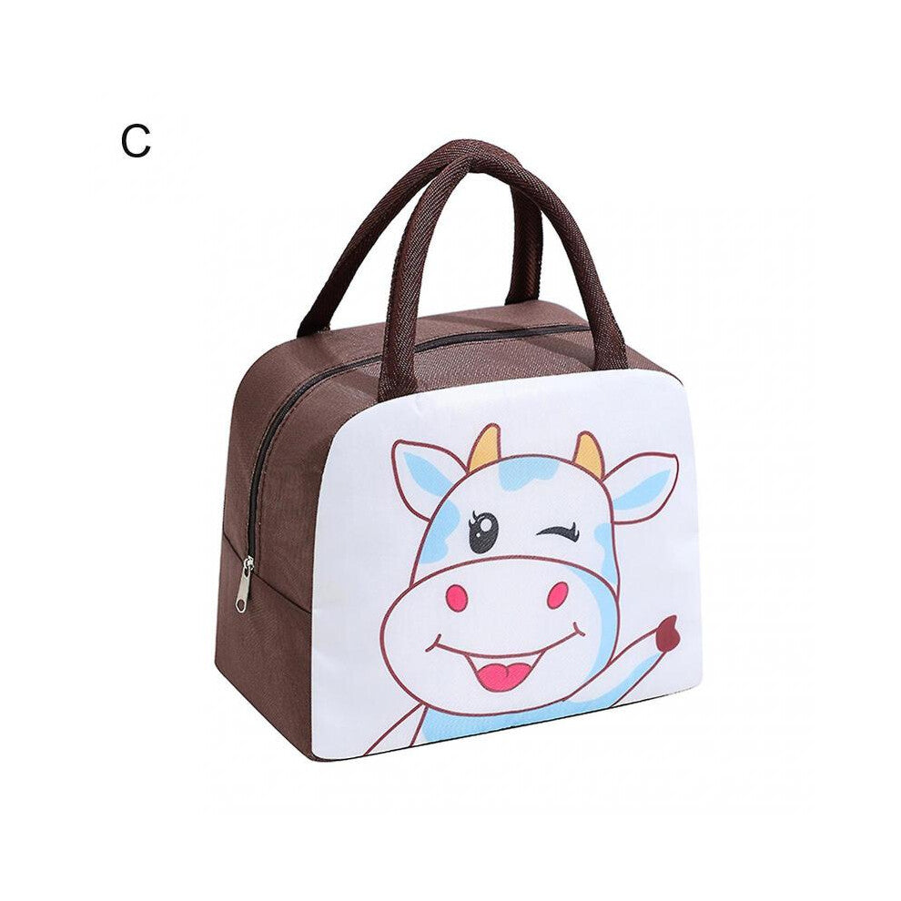 Lunch Bag Reusable Leak Proof Oxford Cloth Portable Easy To Carry Lunch Tote Handbag for Work,cows