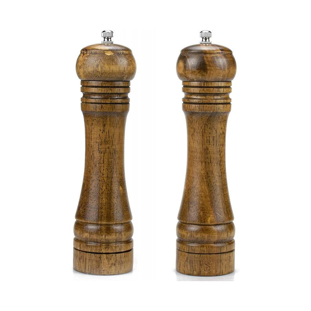 Set of 2 Wooden Salt and Pepper Grinders, 8" Salt and Pepper Grinders with Ceramic Rotors for Season