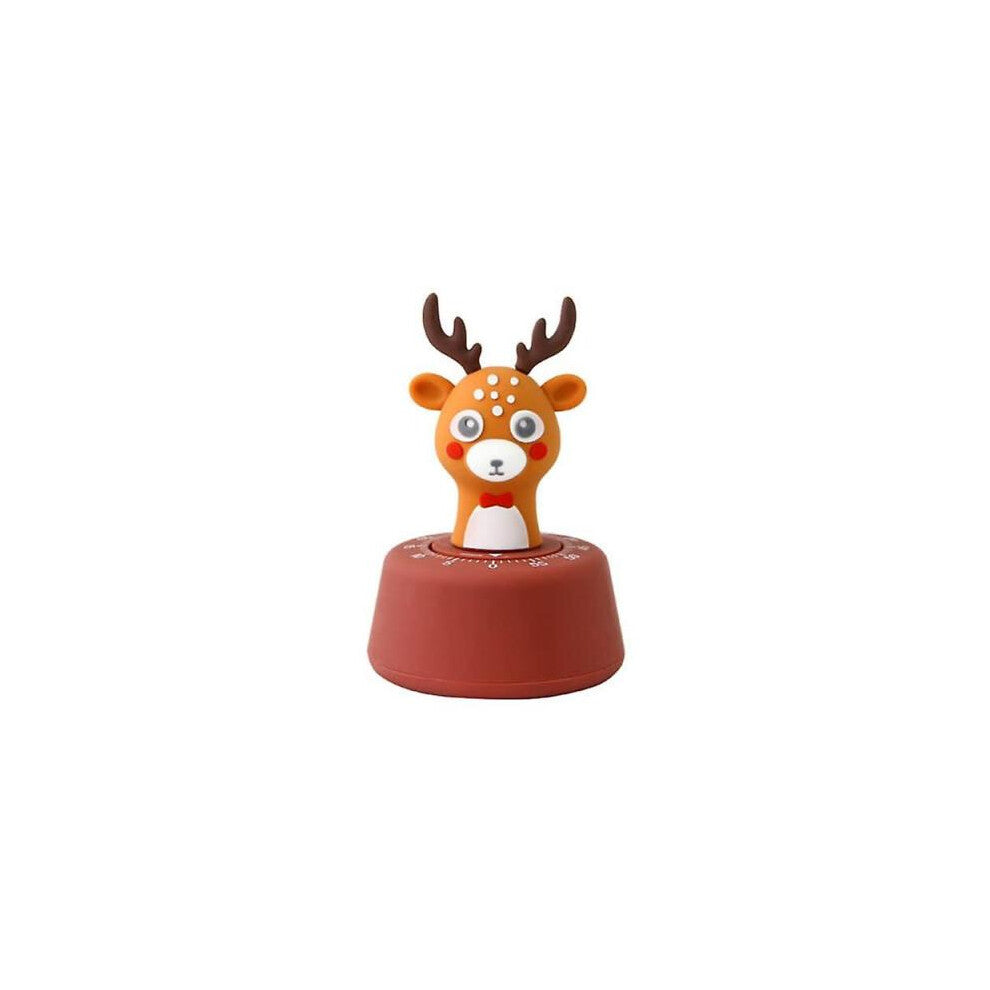 60 Minutes Timer Kitchen Cooking Timer Manual Timer Cute Kids Learning timer (Coffee Color Deer)