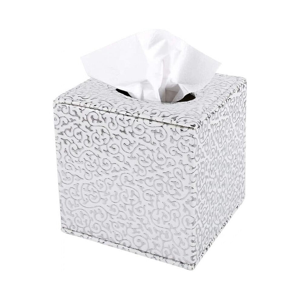 Tissue Box Cover PU Leather Cube Tissue Holder - Household Office Square Tissue Cover Case Paper Hol