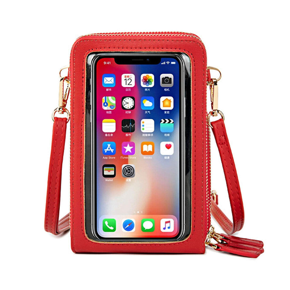 Touch Screen Crossbody Mobile Wallet, Shielded Shoulder Bag with Card Slot Adjustable Strap, Ladies