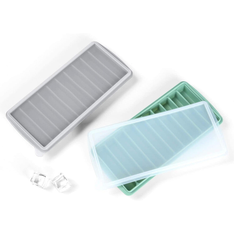 Ice Cube Tray with Lids 2 Pack, Stick Cube Trays with Easy Push and Pop Out Material, Ideal for Sports and Water Bottles