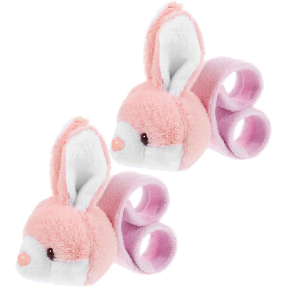 Adorable Animal Toys Plush Slap Wristband 2pcs Animal Slap Bracelet Stuffed Rabbit Doll