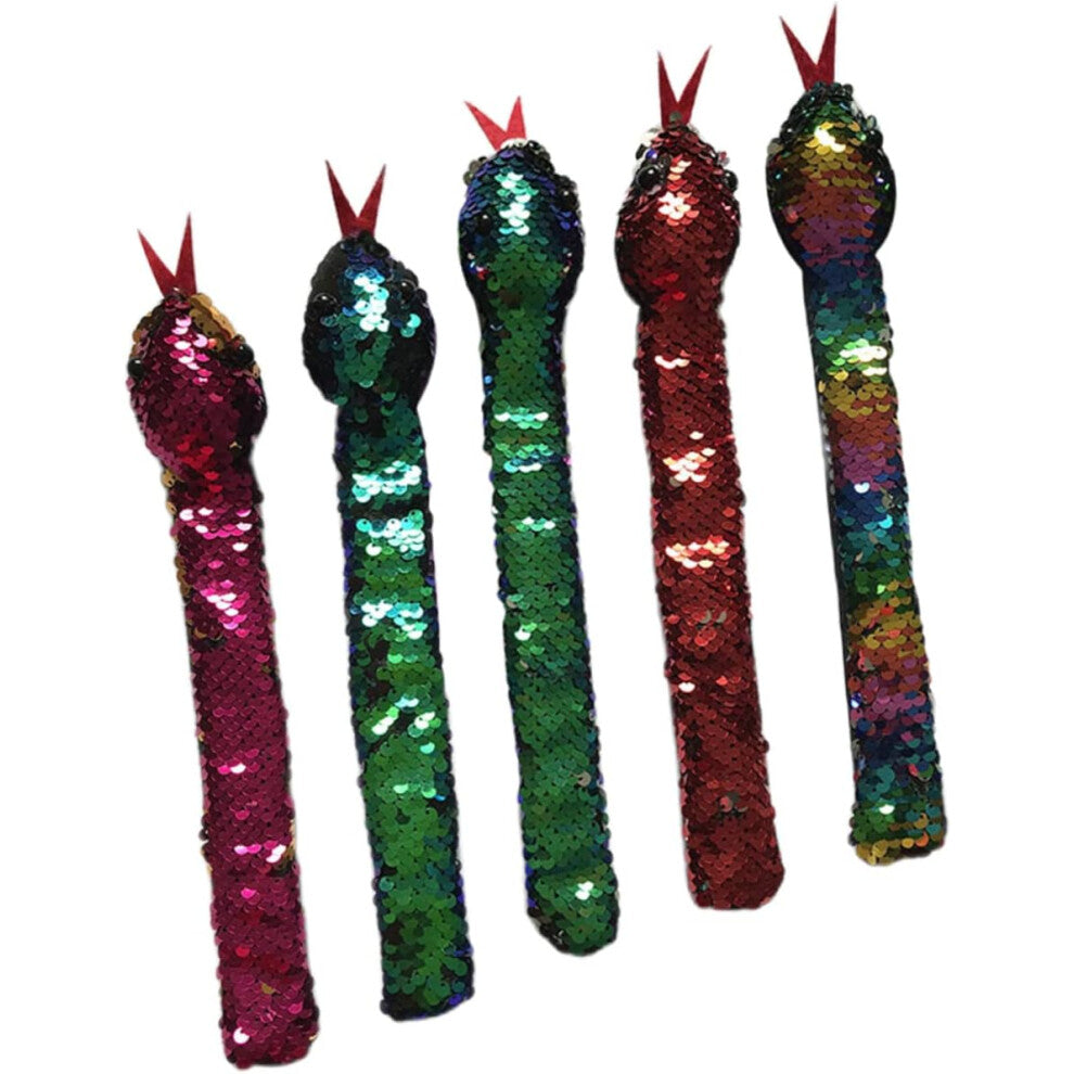 Circle Slap Bracelets Set 5pcs Bright Sequin Snake Slap Bands Sturdy Boys and Girls Toys