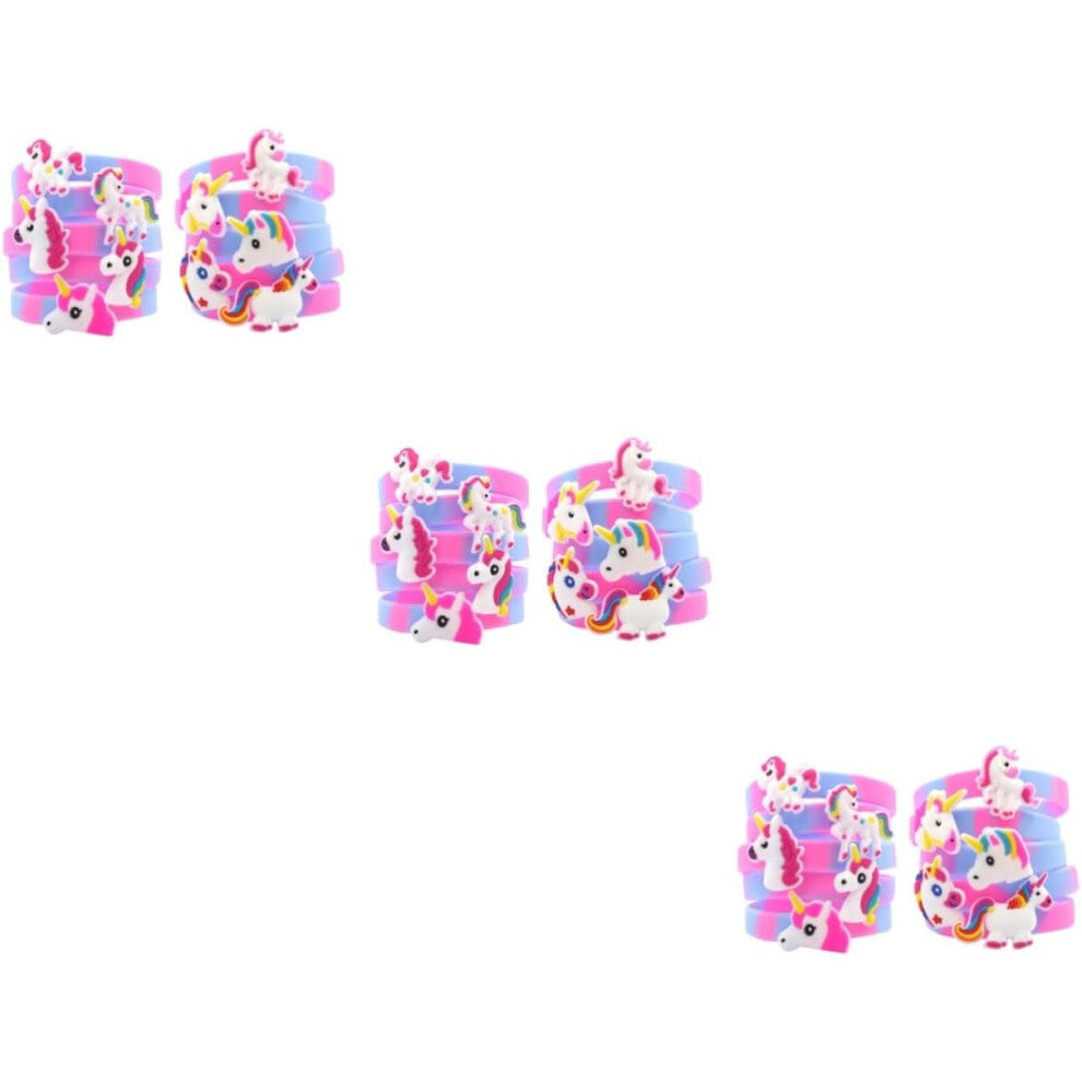 3sets Kid Bracelet Unicorn Bracelet Silicone Rings Bracelets for Kids Waterproof Wristbands Party Favor Toys
