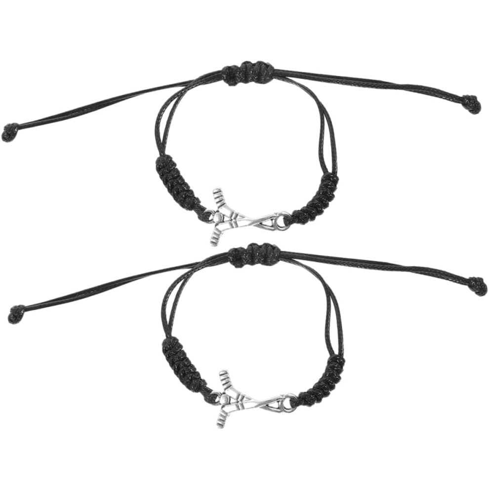 2pcs Woven Hockey Bracelet Sports Hockey Handmade Hockey Accessories