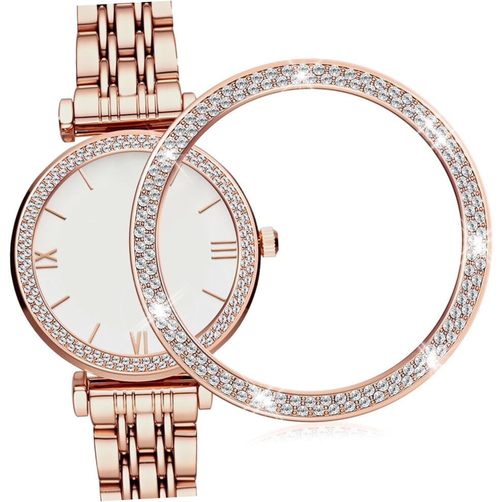 Watch Bend Case Watch Case Ring Rhinestone Cover for 3 41mm Gold Plated Protective Bumper Gadget Case