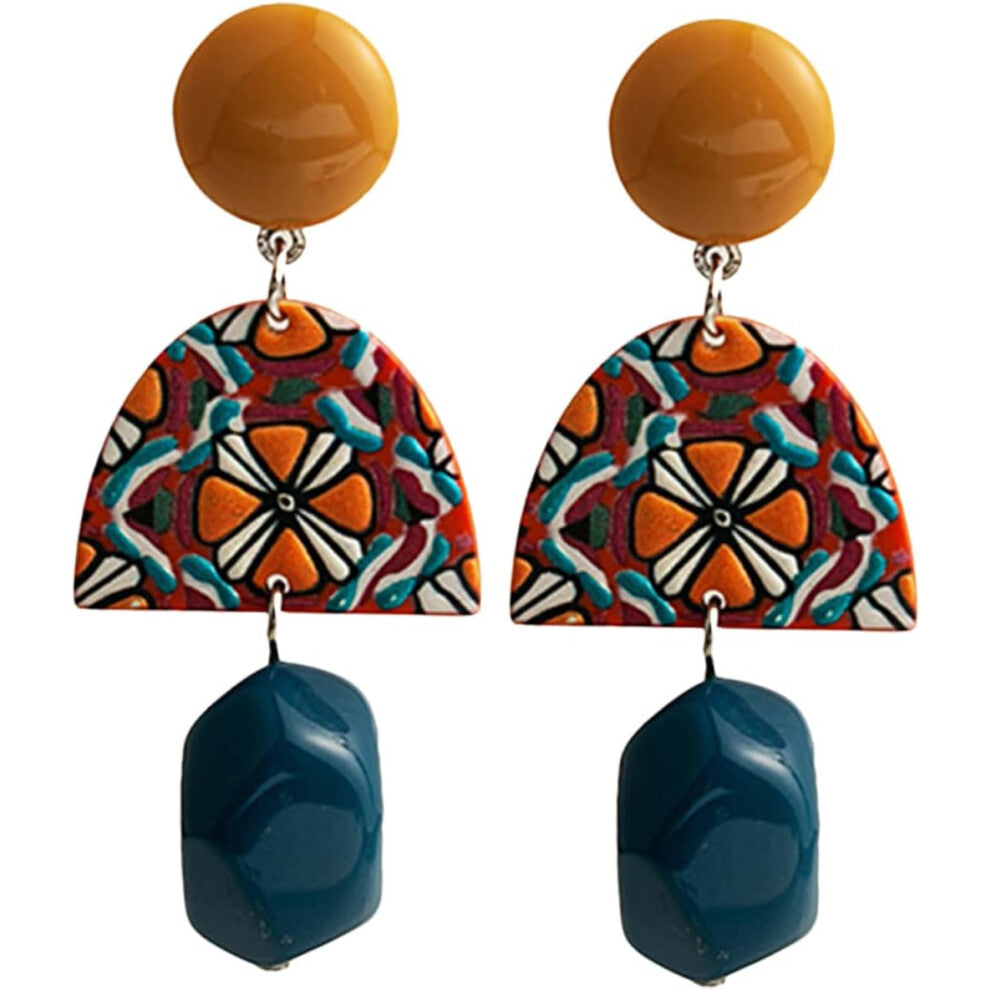 Unique Women's Moon Statement Earrings Acrylic Hoops Irregular Geometric Design Women