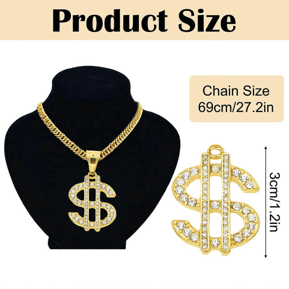 Hip Hop Dollar Symbol Necklace - Gold