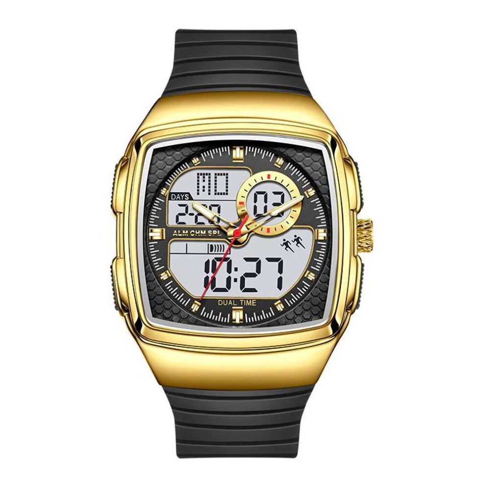 (gold,black) FOXBOX 2025 New Men Watch Top Brand Dual Display Digital Watch Luminous Waterproof Sports Men's Digital Watch