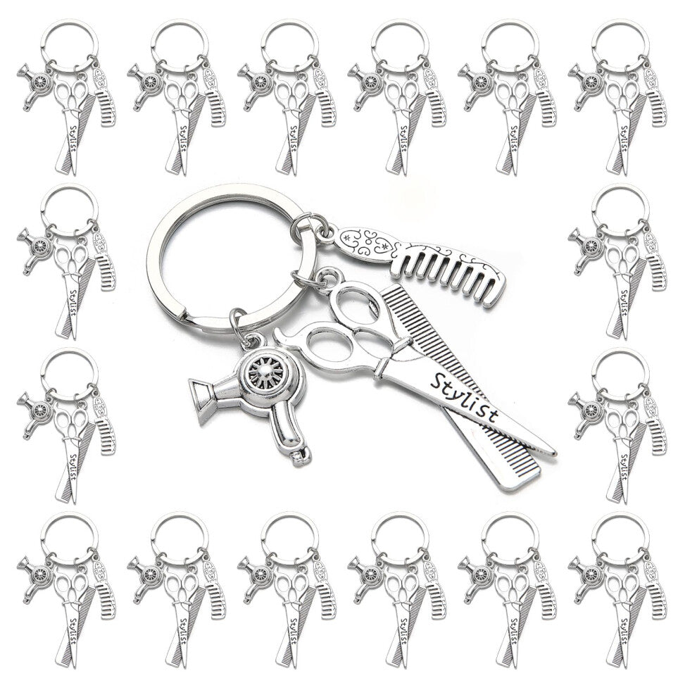 PHAETON 20PCS Hairdresser Hair Dryer Scissor Comb Charm Pendant Keychain Keyring Perfect for Salon Owner or Hair Stylist Gift Jewelry Graduation Gift