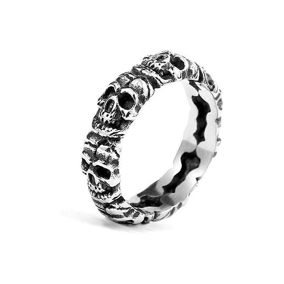 Mens Skull Ring Band Stainless Steel Jewellery Punk Gothic Demon Ring for Bikers Gift