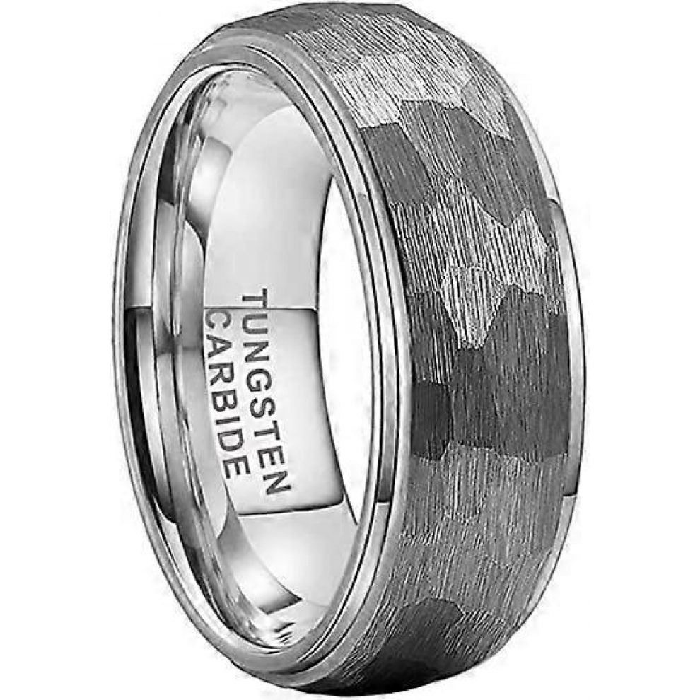 8mm Hammered Tungsten Rings for Men Women Engagement Wedding 7