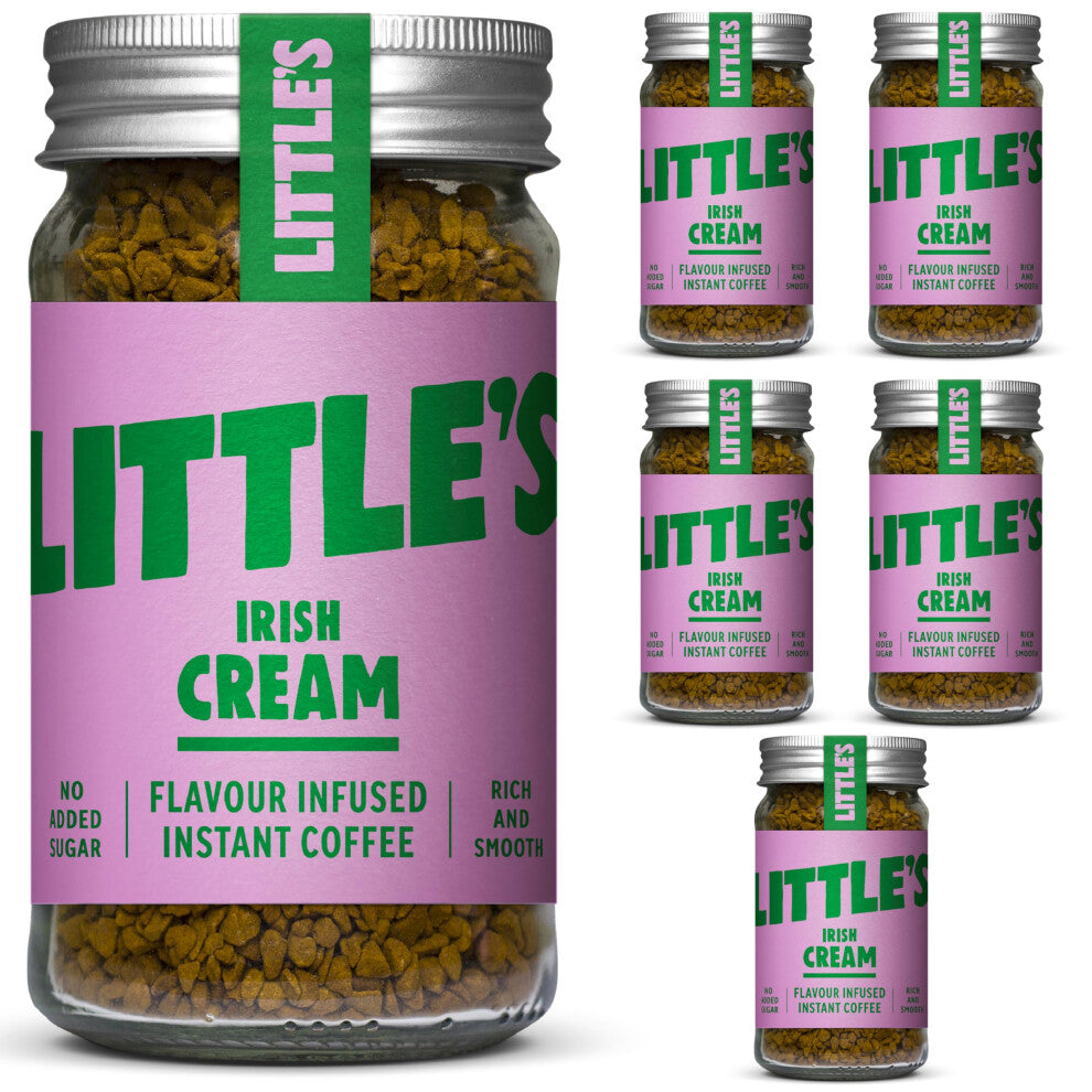 Little's Irish Cream Flavoured Instant Coffee, 6 Pack (50g x 6) - Rich & Smooth Coffee, Infused With Irish Cream Flavour - Vegan Friendly, Low