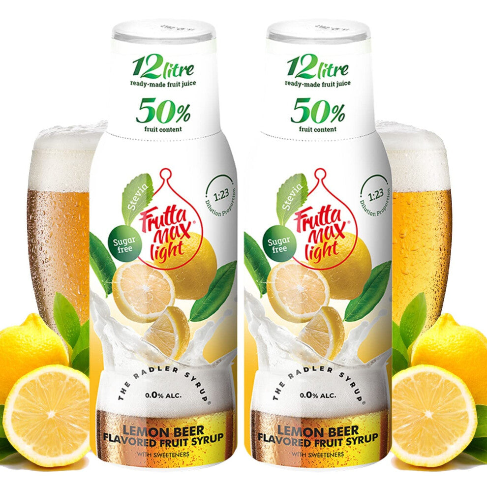 2 Pack - FruttaMax Sugar-Free Lemon Beer Syrup ? 50% Real Fruit | Low-Calorie Drink Syrup for Soda Makers, Cocktails & Desserts ? 2x500ml - Minions