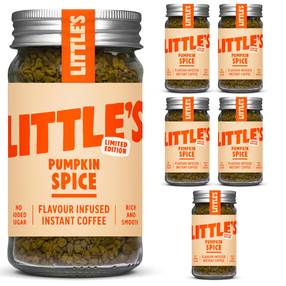 Little's Pumpkin Spice Flavoured Instant Coffee, 6 Pack (50g x 6) - Rich & Smooth Coffee, Infused With Pumpkin Spice Flavour - Vegan Friendly, Low