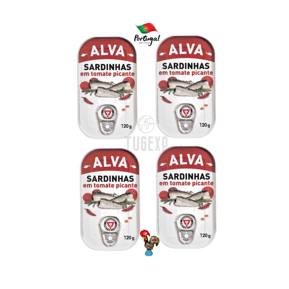 4 x Portuguese Cans Sardines in Spicy Tomato Sauce Alva Portugal