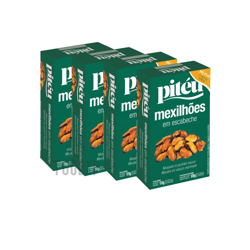 4 x Cans Mussels in Pickled Sauce 115g (4.06oz) Pitéu Portugal