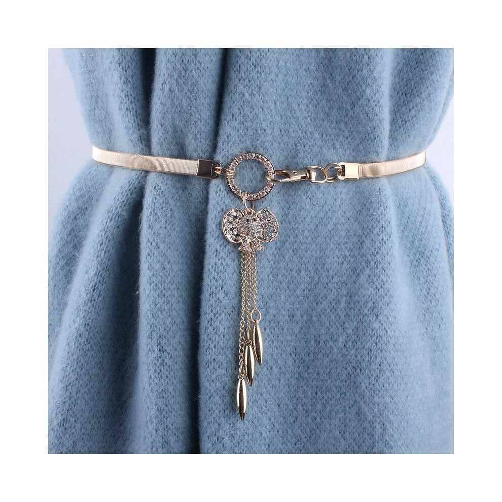 (Gold Elephant) Versatile Chic And Metal Waist Chain Featuring Glittering Fox Pendant Wardrobe For Womens