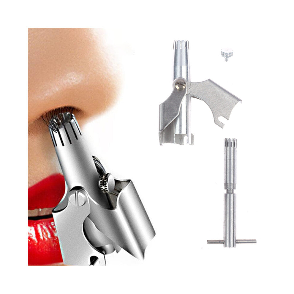 Nose Hair Trimmer Cleaner Stainless Steel Manual Mechanical Shaving Razor Washable Hair Removal Tools