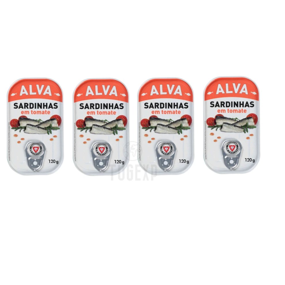 4 x Portuguese Cans Sardines in Tomato Sauce 120g (4.23 oz) Alva