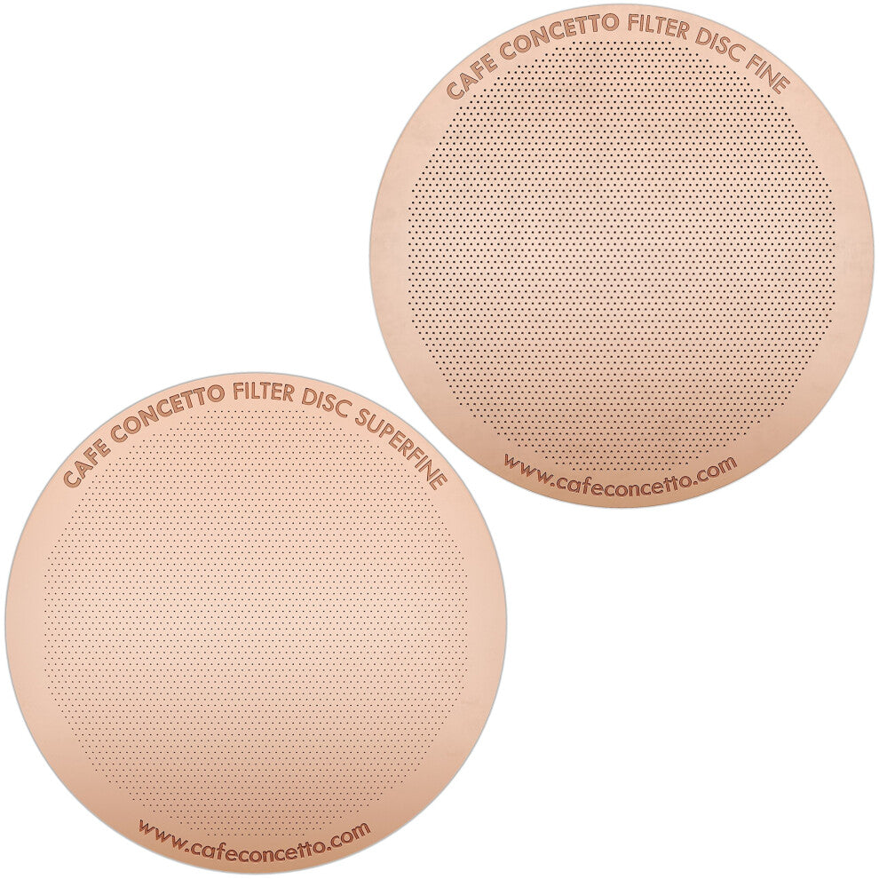 CAFE CONCETTO Filters for use in AeroPress Go-AeroPress Coffee Makers - Disc Fine & Superfine - Reusable - Premium Coated Stainless Steel (Rose Gold,