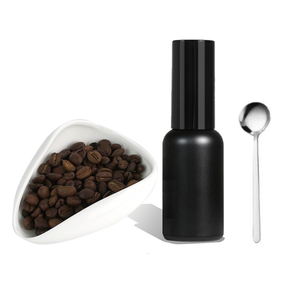 Coffee Bean Dosing Cup and Sprays Bottle Set Ceramic Coffee Bean Container for Vessel Espressoy with 30ml Sprayer White