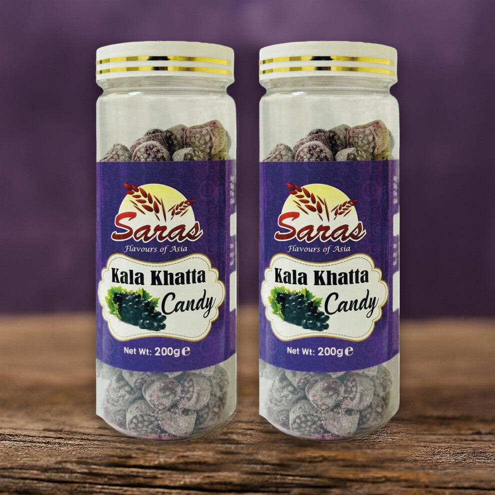 Saras Candy Kala Khatta 200g (Pack of 2) | Traditional Indian Assorted Candies | Perfect Snack for All Ages | Authentic Taste