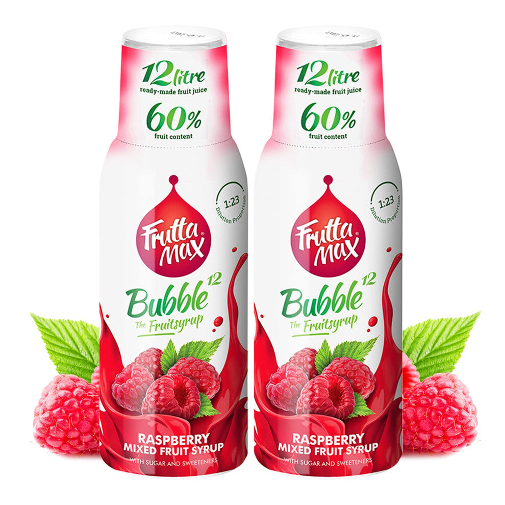 2 Pack - FruttaMax Raspberry Syrup | Less Sugar | 60% Real Fruit Concentrate | Suitable for soda Machine 2x500ml