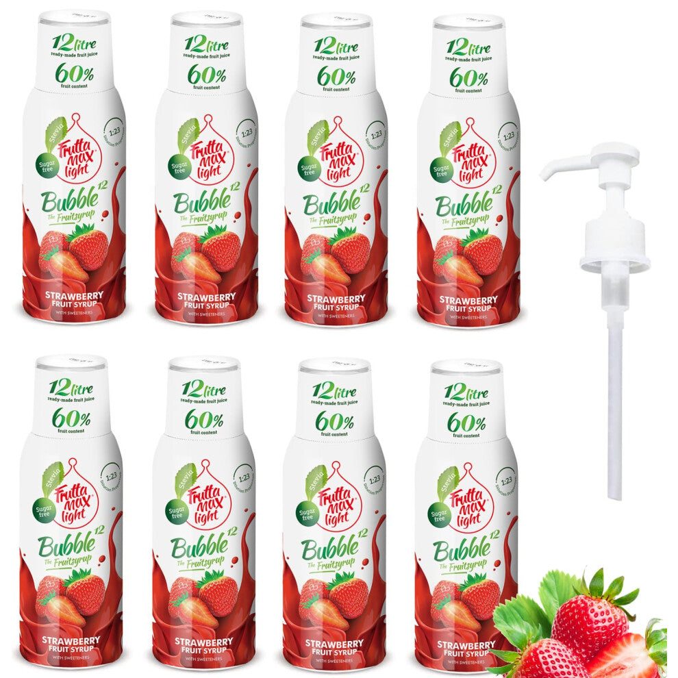 8 Pack - FruttaMax Sugar-Free Strawberry Syrup ? 60% Real Fruit | Low-Calorie Drink Syrup for Soda Makers, Cocktails & Desserts ? 8x500ml
