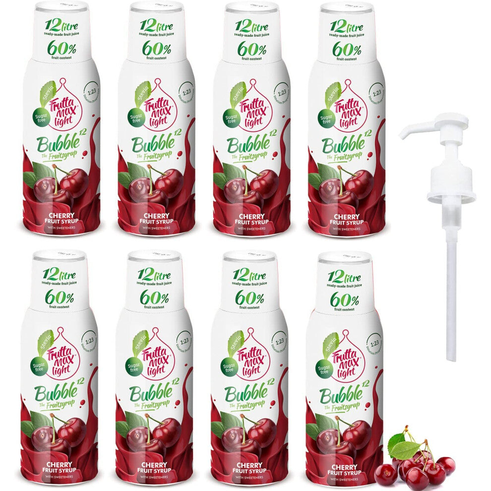 8 Pack - FruttaMax Sugar-Free Sour Cherry Syrup ? 60% Real Fruit | Low-Calorie Drink Syrup for Soda Makers, Cocktails & Desserts ? 8x500ml