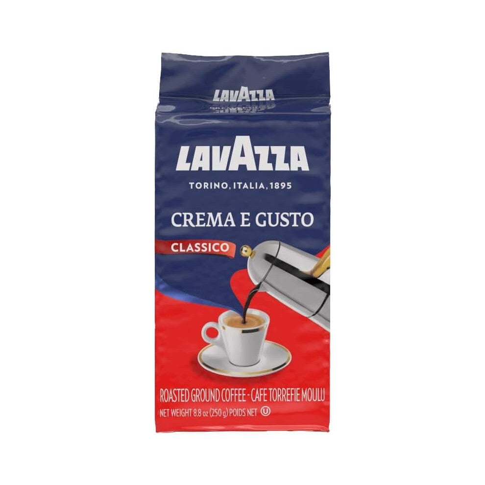 Lavazza Crema e Gusto Classico Ground Coffee, Dark Roast, 250g Each, 4-Pack - Ideal for Moka and Filter