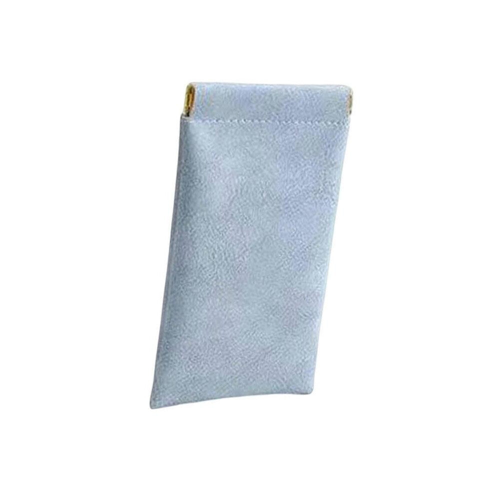 Portable Sunglasses Pouch Sunglasses Storage Pouch Soft PU Leather Case Blue
