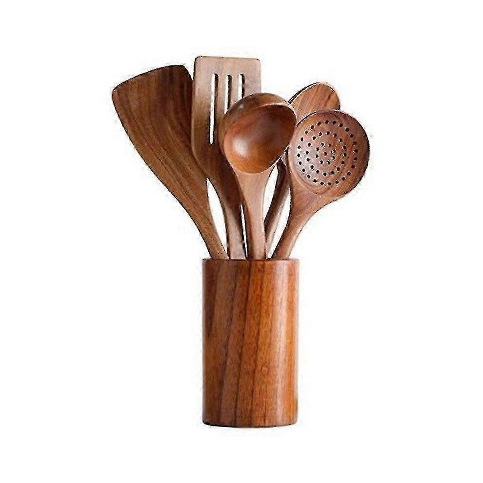 Wooden Spoons for Cooking Teak Wooden Utensils Set Wood Spatula for Nonstick Cookware Kitchen Utensils Set