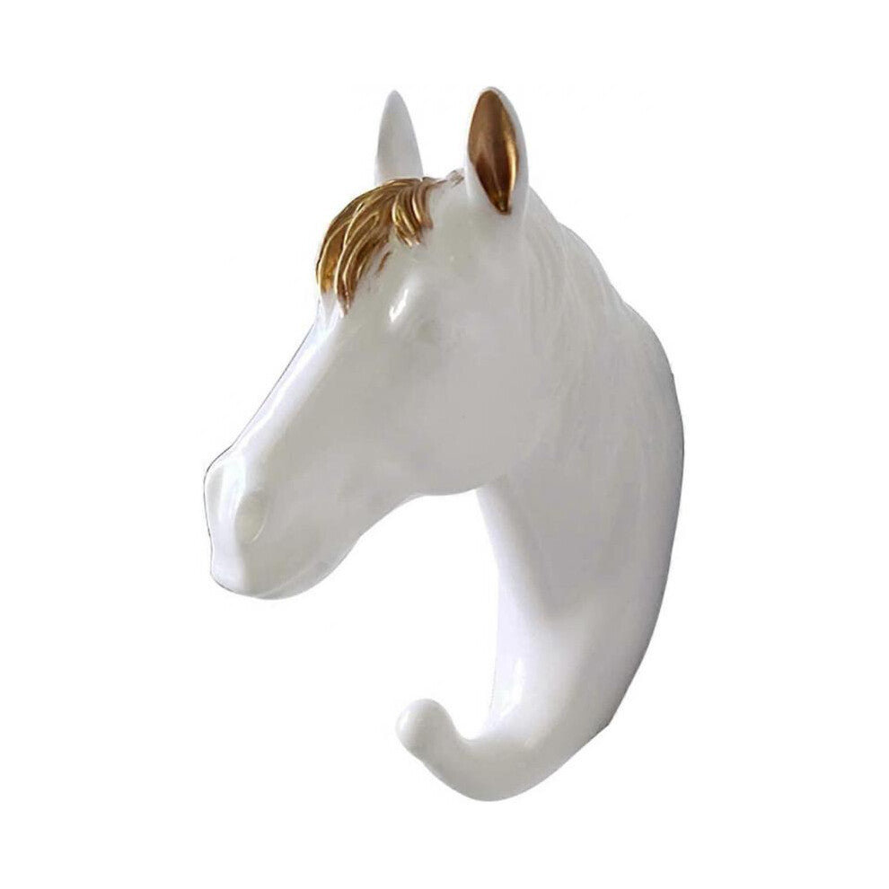 Animal Shape Hook, Coat Hooks, Wall Key Holder, Exquisite Decorative Hook for Clothes, Hats, Bathrobes, Towels(Size:Horse,Color:White Gold)